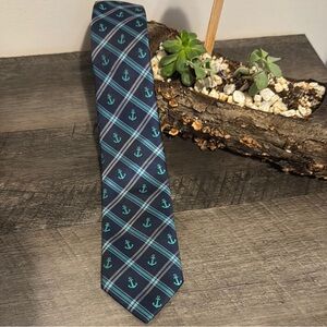 Nautical Anchor Patterned Tie - Blue and Black
